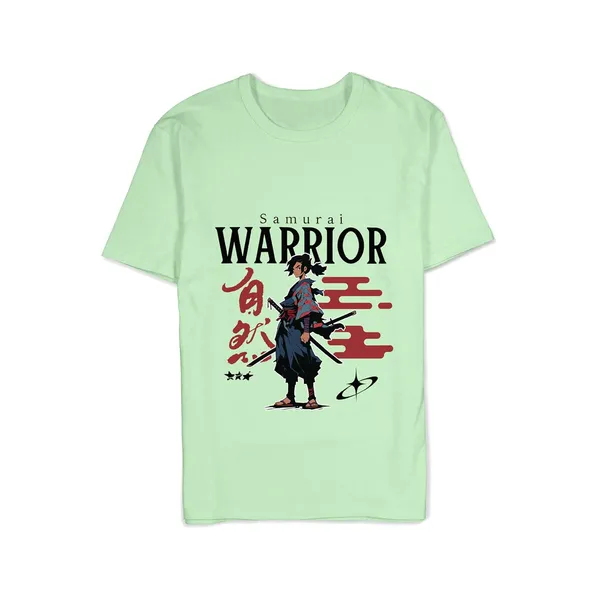 TrendzyKart_Jade_Green_Samurai_Warrior_Graphic_Printed_T-Shirt_100%_Cotton_180_Gsm_Lightweight_Breathable_Fabric_Round_Neck_Half_Sleeve_Casual_Tee