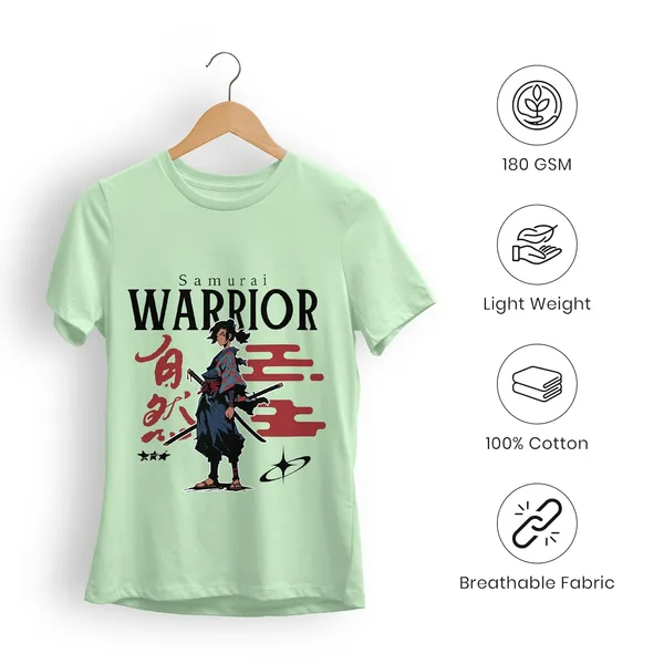 TrendzyKart_Jade_Green_Samurai_Warrior_Graphic_Printed_T-Shirt_100%_Cotton_180_Gsm_Lightweight_Breathable_Fabric_Round_Neck_Half_Sleeve_Casual_Tee