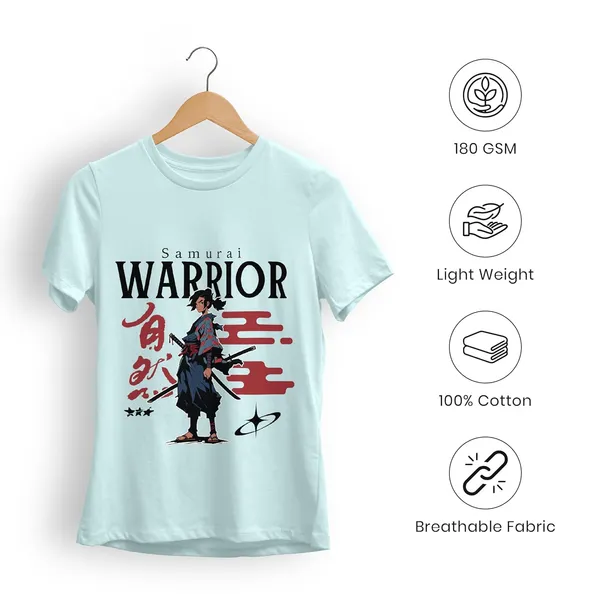 TrendzyKart_100%_Cotton_Samurai_Warrior_Printed_Crew_Neck_T-Shirt__-_Mint