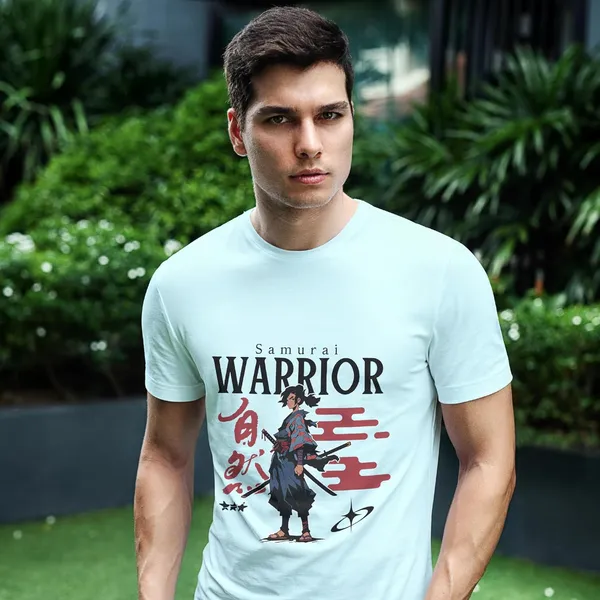 TrendzyKart_100%_Cotton_Samurai_Warrior_Printed_Crew_Neck_T-Shirt__-_Mint