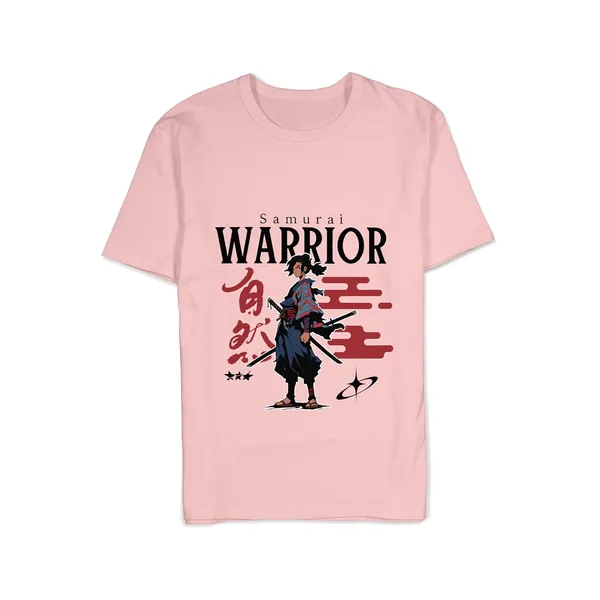 TrendzyKart_100%_Cotton_Samurai_Warrior_Printed_Crew_Neck_T-Shirt__-_Baby_Pink