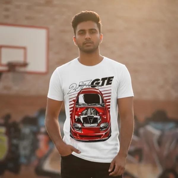 TrendzyKart_100%_Cotton_2JZ-GTE_Car_Graphic_Printed_Crew_Neck_T-Shirt__-_White