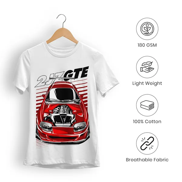 TrendzyKart_100%_Cotton_2JZ-GTE_Car_Graphic_Printed_Crew_Neck_T-Shirt__-_White