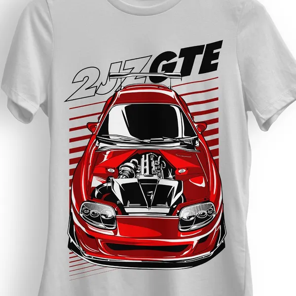 TrendzyKart_100%_Cotton_2JZ-GTE_Car_Graphic_Printed_Crew_Neck_T-Shirt__-_Grey_Melange