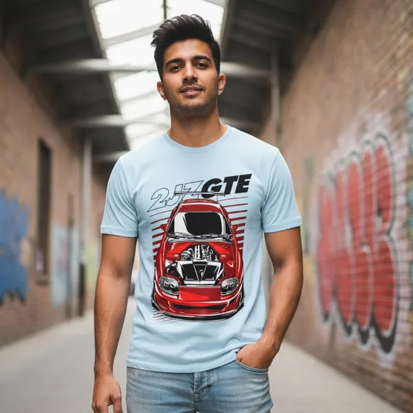 TrendzyKart_100%_Cotton_2JZ-GTE_Car_Graphic_Printed_Crew_Neck_T-Shirt__-_Baby_Blue