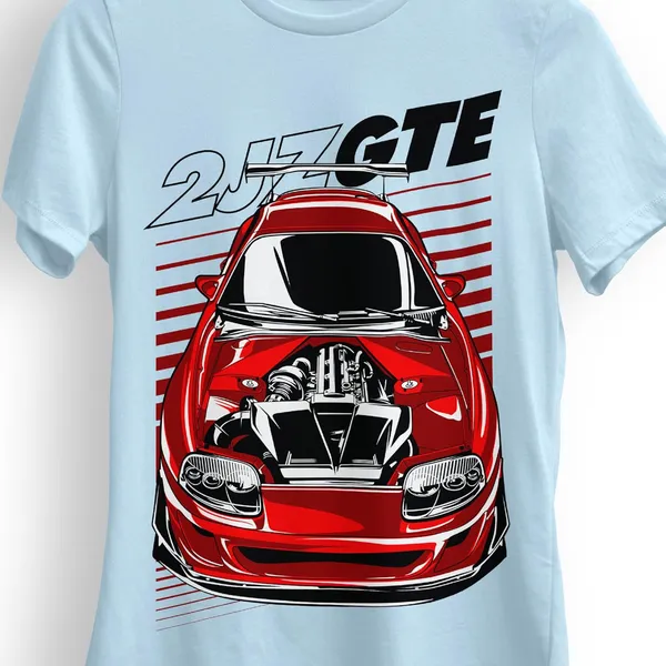 TrendzyKart_100%_Cotton_2JZ-GTE_Car_Graphic_Printed_Crew_Neck_T-Shirt__-_Baby_Blue