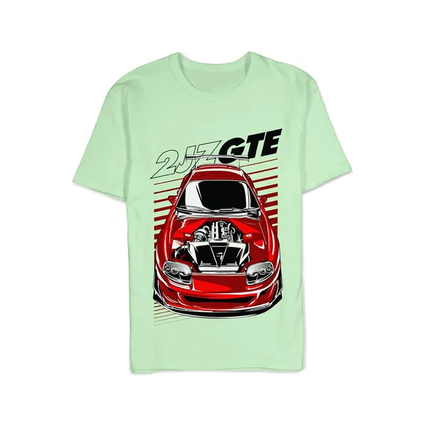 TrendzyKart_100%_Cotton_2JZ-GTE_Car_Graphic_Printed_Crew_Neck_T-Shirt__-_Jade_Green