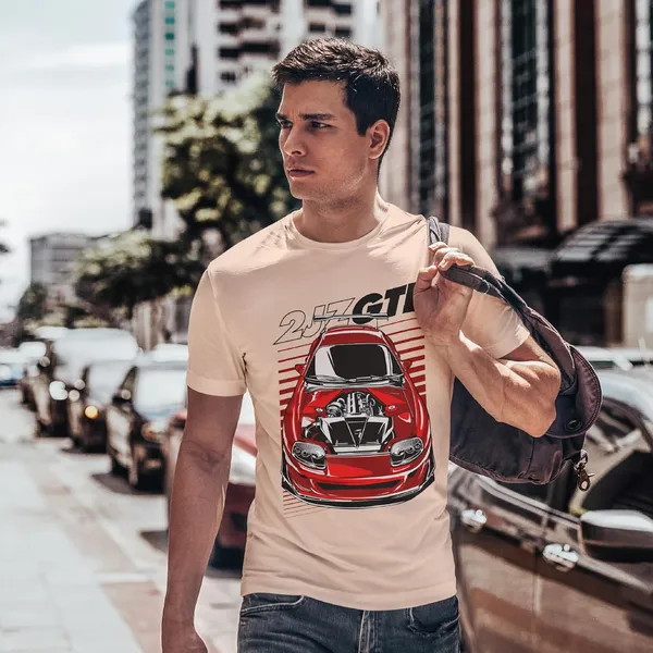 TrendzyKart_100%_Cotton_2JZ-GTE_Car_Graphic_Printed_Crew_Neck_T-Shirt__-_Peach
