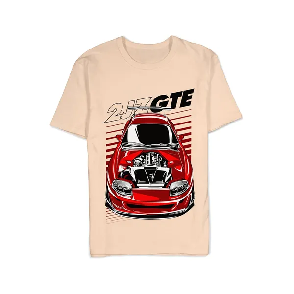 TrendzyKart_100%_Cotton_2JZ-GTE_Car_Graphic_Printed_Crew_Neck_T-Shirt__-_Peach