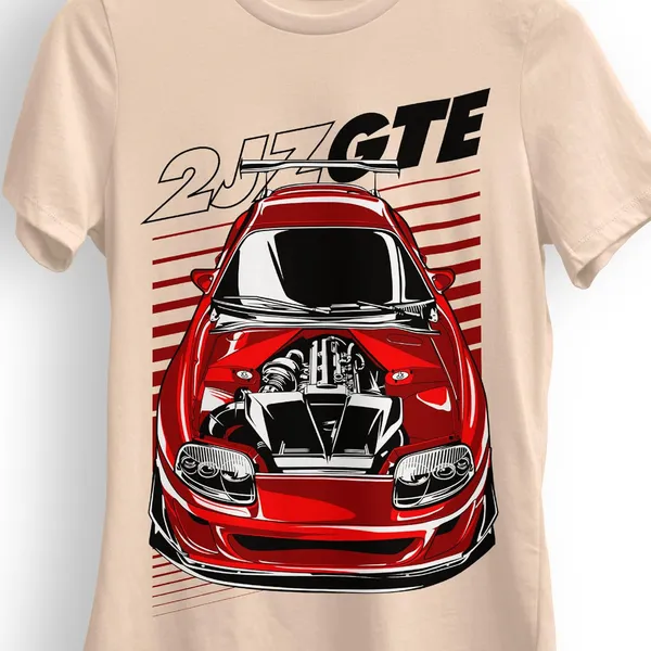 TrendzyKart_100%_Cotton_2JZ-GTE_Car_Graphic_Printed_Crew_Neck_T-Shirt__-_Peach