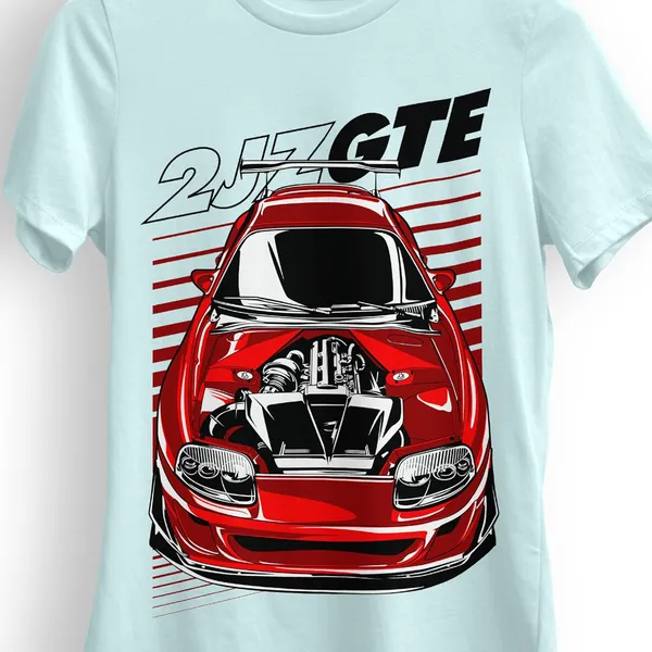 TrendzyKart_100%_Cotton_2JZ-GTE_Car_Graphic_Printed_Crew_Neck_T-Shirt__-_Mint