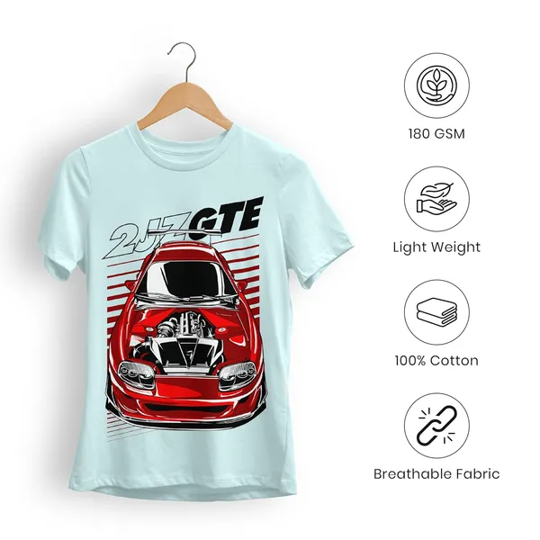TrendzyKart_100%_Cotton_2JZ-GTE_Car_Graphic_Printed_Crew_Neck_T-Shirt__-_Mint