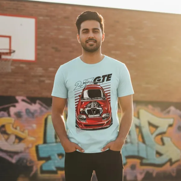 TrendzyKart_100%_Cotton_2JZ-GTE_Car_Graphic_Printed_Crew_Neck_T-Shirt__-_Mint