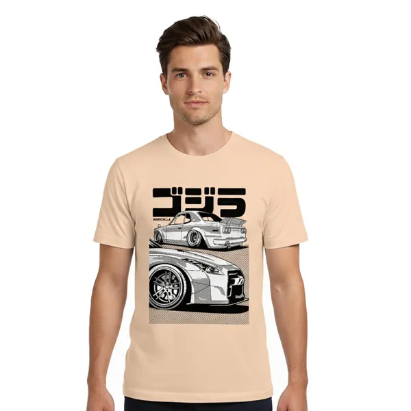 TrendzyKart_100%_Cotton_Japanese_Street_Car_Illustration_Design_Printed_Crew_Neck_T-Shirt__-_Peach