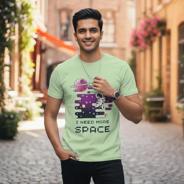 TrendzyKart_100%_Cotton_Space_Design_Printed_Crew_Neck_T-Shirt__-_Jade_Green