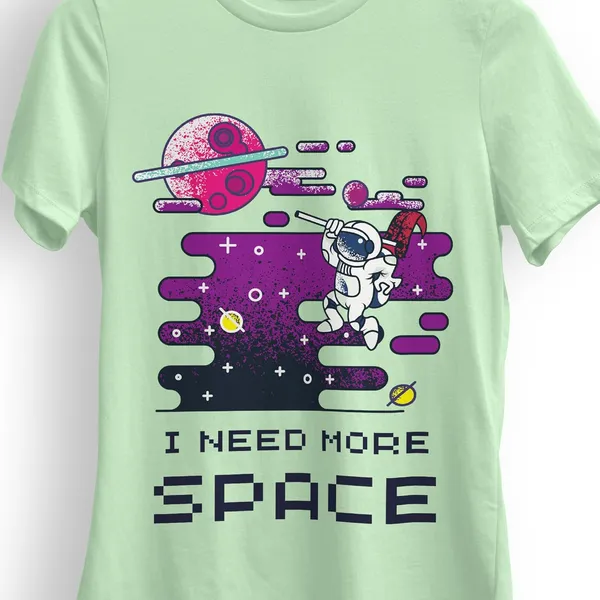 TrendzyKart_100%_Cotton_Space_Design_Printed_Crew_Neck_T-Shirt__-_Jade_Green