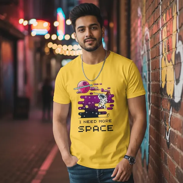TrendzyKart_100%_Cotton_Space_Design_Printed_Crew_Neck_T-Shirt__-_Mustard_Yellow
