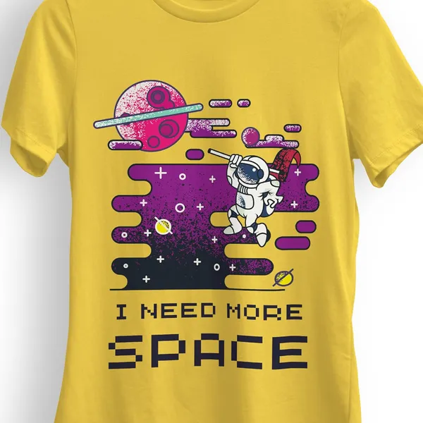 TrendzyKart_100%_Cotton_Space_Design_Printed_Crew_Neck_T-Shirt__-_Mustard_Yellow