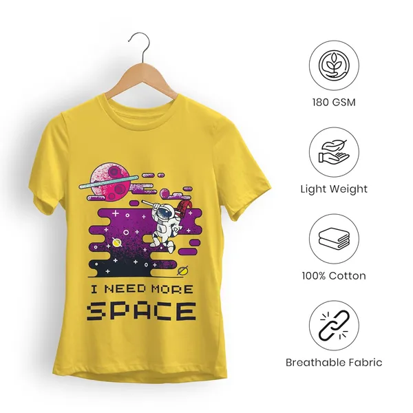TrendzyKart_100%_Cotton_Space_Design_Printed_Crew_Neck_T-Shirt__-_Mustard_Yellow