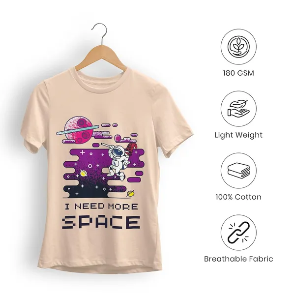 TrendzyKart_Peach_Graphic_Printed_Cotton_T-Shirt_Space_Design_180_Gsm_Lightweight_Crew_Neck_Tee