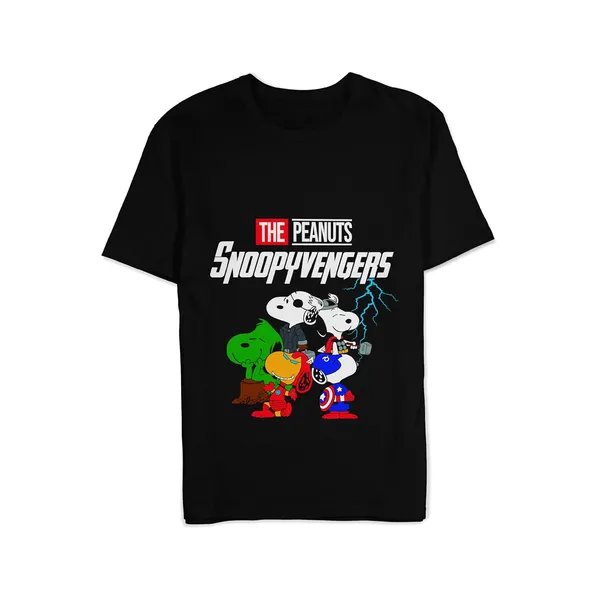 TrendzyKart_100%_Cotton_Snoopyvengers_Cartoon_Printed_Crew_Neck_T-Shirt__-_Black