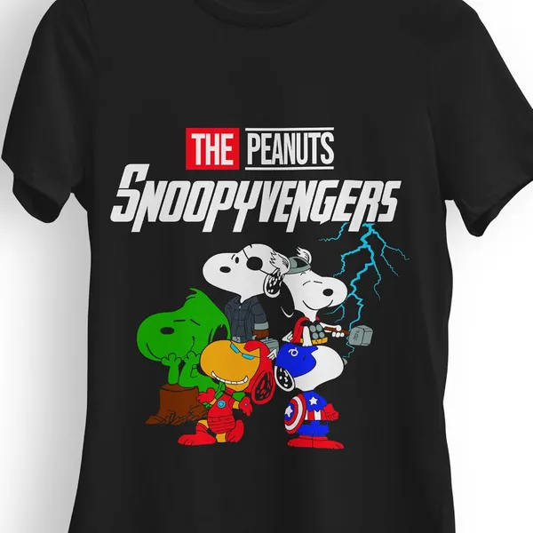 TrendzyKart_100%_Cotton_Snoopyvengers_Cartoon_Printed_Crew_Neck_T-Shirt__-_Black