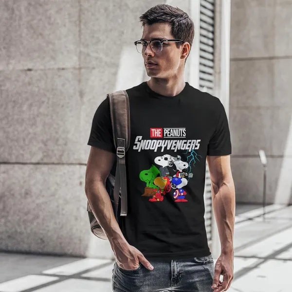 TrendzyKart_100%_Cotton_Snoopyvengers_Cartoon_Printed_Crew_Neck_T-Shirt__-_Black