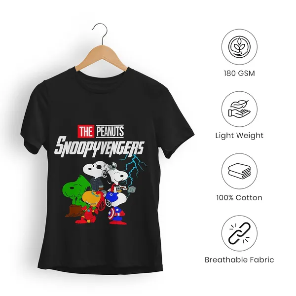 TrendzyKart_100%_Cotton_Snoopyvengers_Cartoon_Printed_Crew_Neck_T-Shirt__-_Black