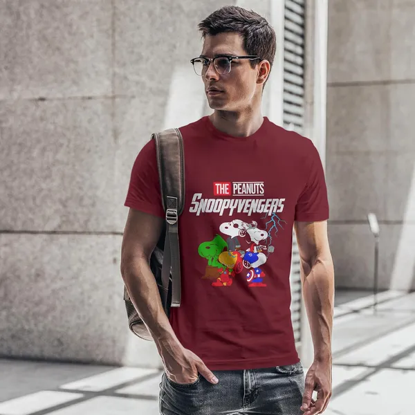 TrendzyKart_100%_Cotton_Snoopyvengers_Cartoon_Printed_Crew_Neck_T-Shirt__-_Maroon