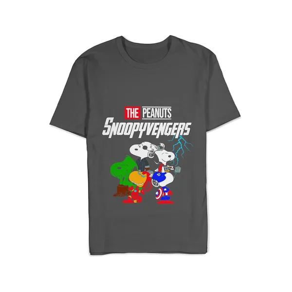 TrendzyKart_100%_Cotton_Snoopyvengers_Cartoon_Printed_Crew_Neck_T-Shirt__-_Dark_Grey