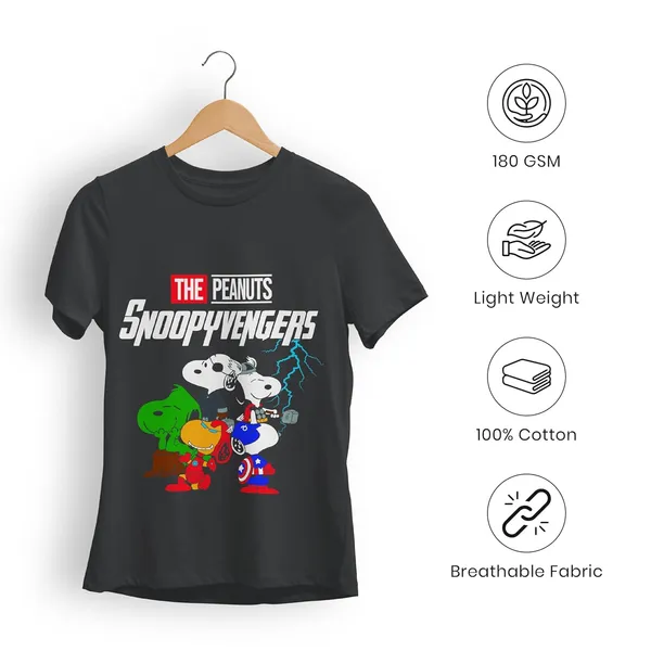 TrendzyKart_100%_Cotton_Snoopyvengers_Cartoon_Printed_Crew_Neck_T-Shirt__-_Dark_Grey