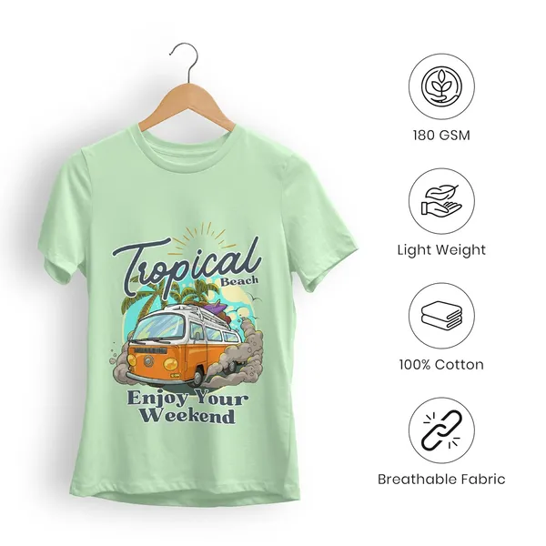 TrendzyKart_100%_Cotton_Tropical_Beach_Print_Crew_Neck_T-Shirt_-_Jade_Green