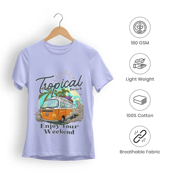 TrendzyKart_100%_Cotton_Tropical_Beach_Print_Crew_Neck_T-Shirt_-_Lavender