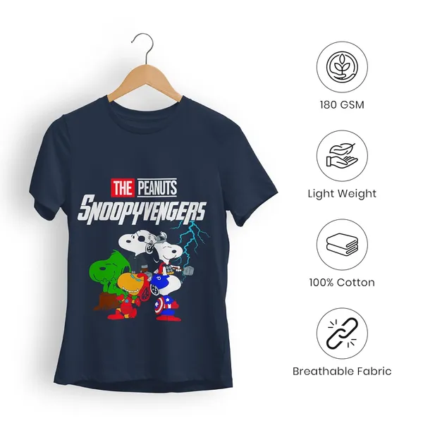 TrendzyKart_100%_Cotton_Snoopyvengers_Cartoon_Printed_Crew_Neck_T-Shirt__-_Navy_Blue