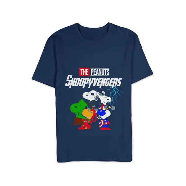 TrendzyKart_100%_Cotton_Snoopyvengers_Cartoon_Printed_Crew_Neck_T-Shirt__-_Navy_Blue
