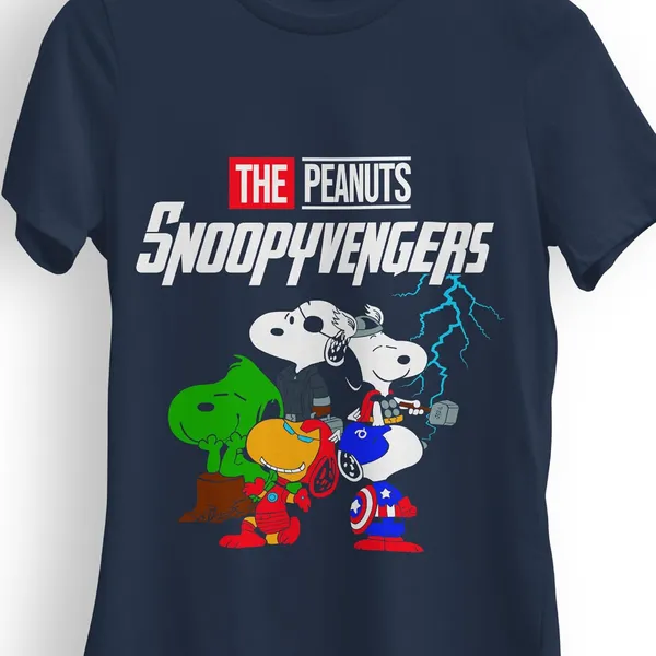 TrendzyKart_100%_Cotton_Snoopyvengers_Cartoon_Printed_Crew_Neck_T-Shirt__-_Navy_Blue