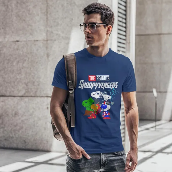 TrendzyKart_100%_Cotton_Snoopyvengers_Cartoon_Printed_Crew_Neck_T-Shirt__-_Navy_Blue