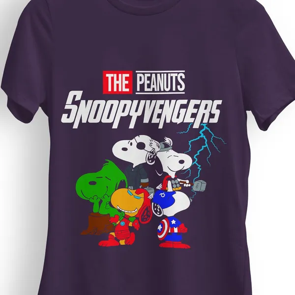 TrendzyKart_100%_Cotton_Snoopyvengers_Cartoon_Printed_Crew_Neck_T-Shirt__-_Purple