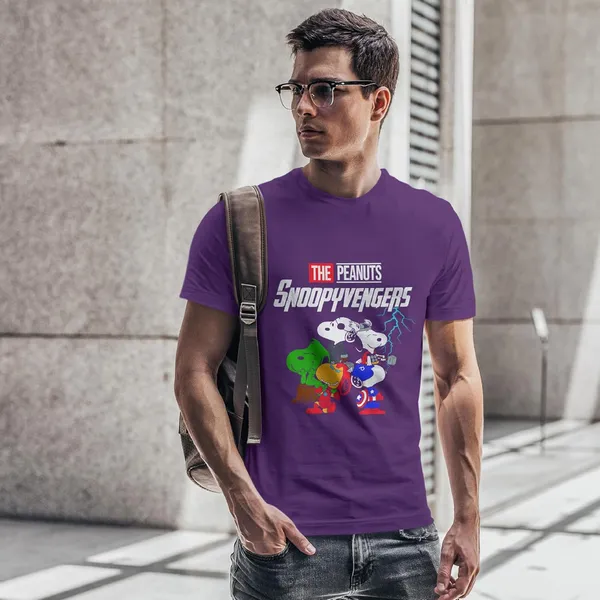 TrendzyKart_100%_Cotton_Snoopyvengers_Cartoon_Printed_Crew_Neck_T-Shirt__-_Purple