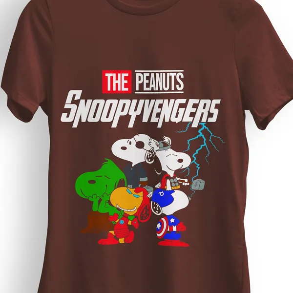 TrendzyKart_100%_Cotton_Snoopyvengers_Cartoon_Printed_Crew_Neck_T-Shirt__-_Brick_Red