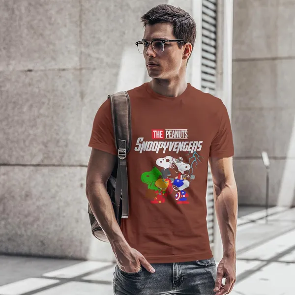 TrendzyKart_100%_Cotton_Snoopyvengers_Cartoon_Printed_Crew_Neck_T-Shirt__-_Brick_Red