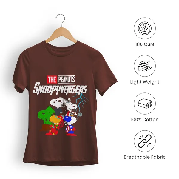 TrendzyKart_100%_Cotton_Snoopyvengers_Cartoon_Printed_Crew_Neck_T-Shirt__-_Brick_Red