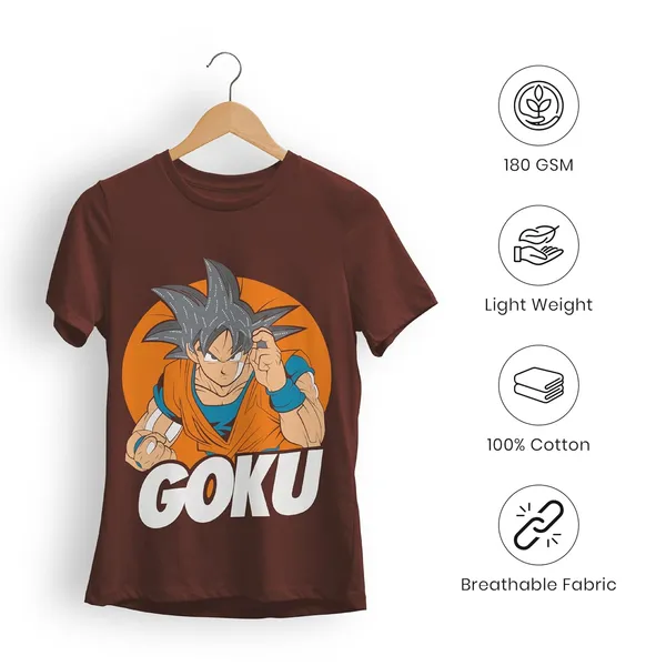 TrendzyKart_100%_Cotton_Goku_Anime_Graphic_Printed_Crew_Neck_T-Shirt__-_Brick_Red