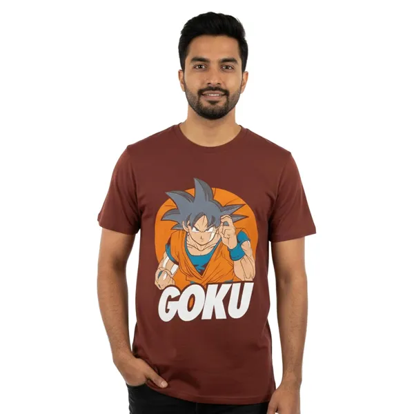 TrendzyKart_100%_Cotton_Goku_Anime_Graphic_Printed_Crew_Neck_T-Shirt__-_Brick_Red