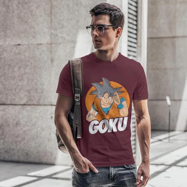 TrendzyKart_100%_Cotton_Goku_Anime_Graphic_Printed_Crew_Neck_T-Shirt__-_Maroon