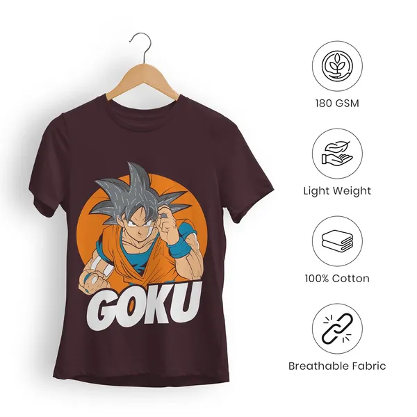 TrendzyKart_100%_Cotton_Goku_Anime_Graphic_Printed_Crew_Neck_T-Shirt__-_Maroon