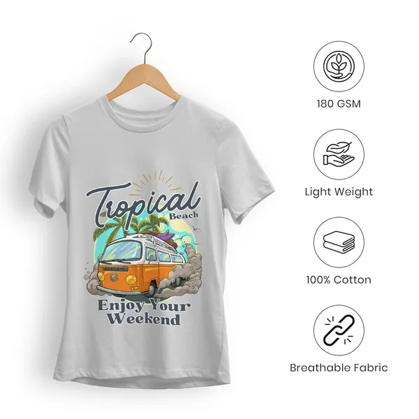 TrendzyKart_100%_Cotton_Tropical_Beach_Print_Crew_Neck_T-Shirt_-_Grey_Melange