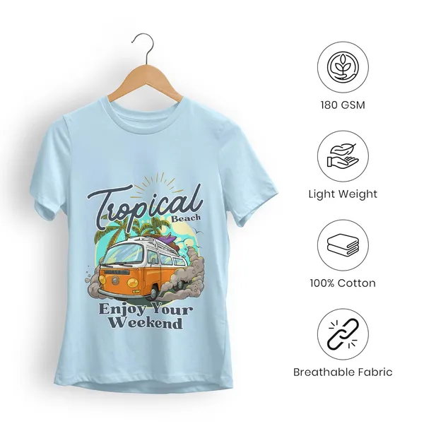 TrendzyKart_100%_Cotton_Tropical_Beach_Printed_Crew_Neck_T-Shirt__-_Baby_Blue