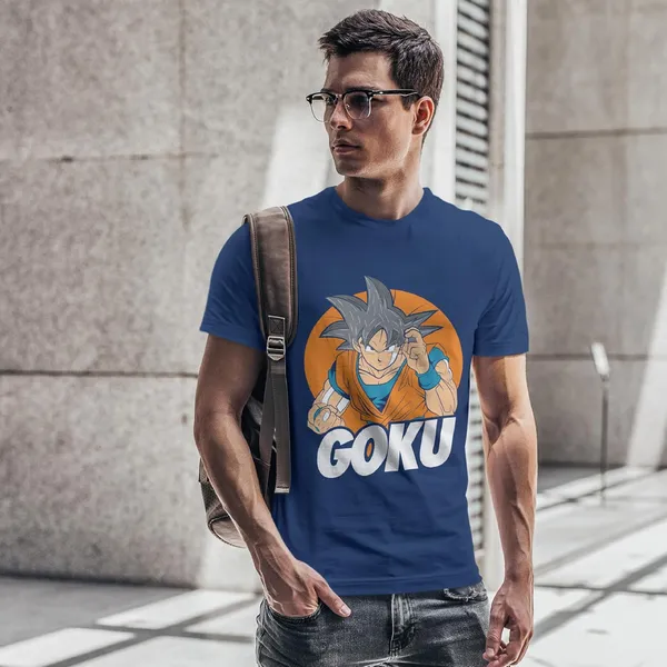 TrendzyKart_100%_Cotton_Goku_Anime_Graphic_Printed_Crew_Neck_T-Shirt__-_Navy_Blue
