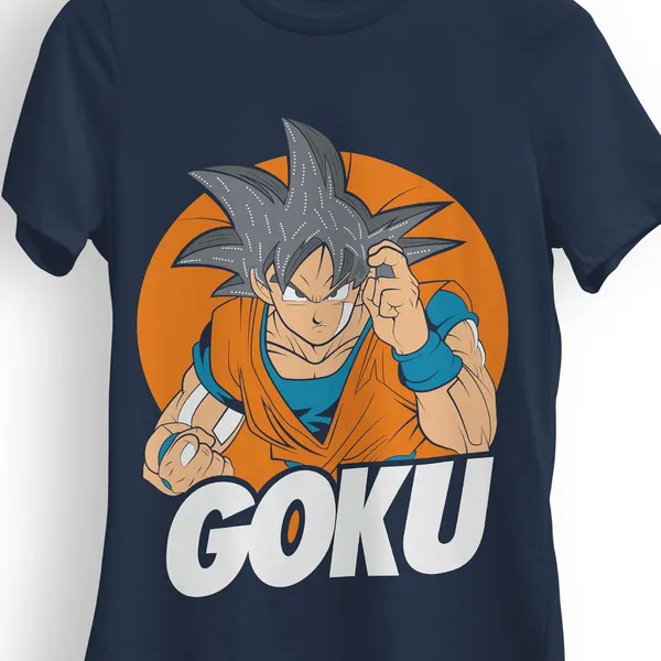 TrendzyKart_100%_Cotton_Goku_Anime_Graphic_Printed_Crew_Neck_T-Shirt__-_Navy_Blue